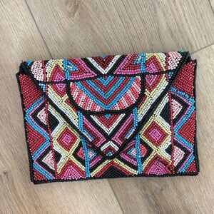 BCBGeneration Multicolor Beaded Clutch